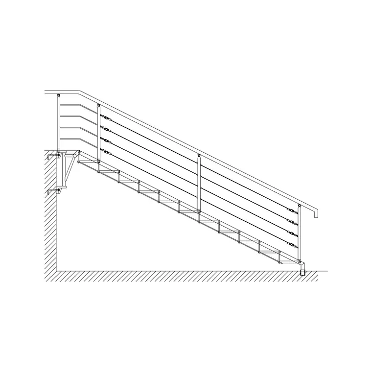 Metal Staircase Side Elevation 1 DWG CAD block thumbnail — stairs drawing