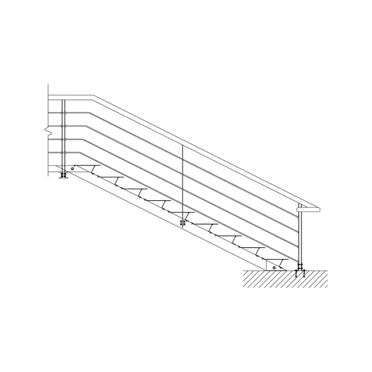 Metal Staircase Side Elevation 2 DWG CAD block thumbnail — stairs drawing