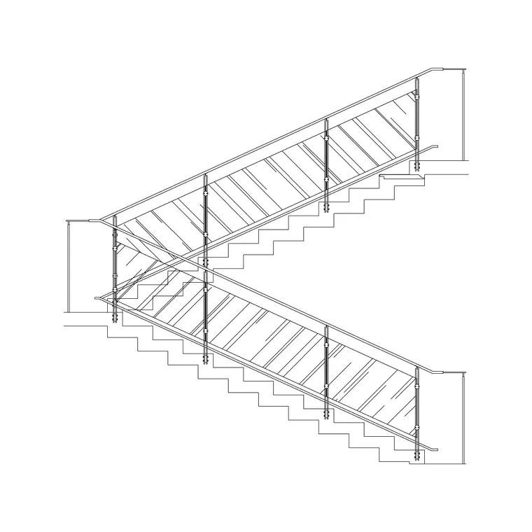 Metal Staircase Side Elevation 4 DWG CAD block thumbnail — stairs drawing
