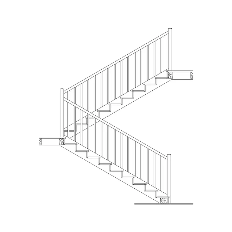 Metal Staircase Side Elevation 5 DWG CAD block thumbnail — stairs drawing
