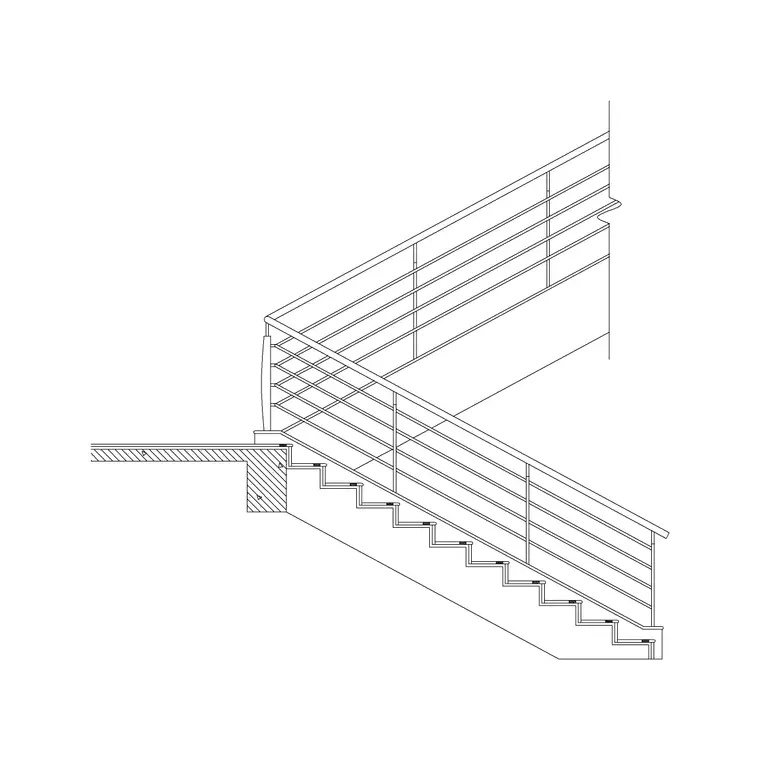 Metal Staircase Side Elevation 6 DWG CAD block thumbnail — stairs drawing