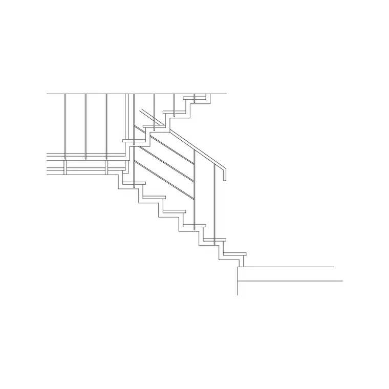 Metal Staircase Side Elevation 7 DWG CAD block thumbnail — stairs drawing