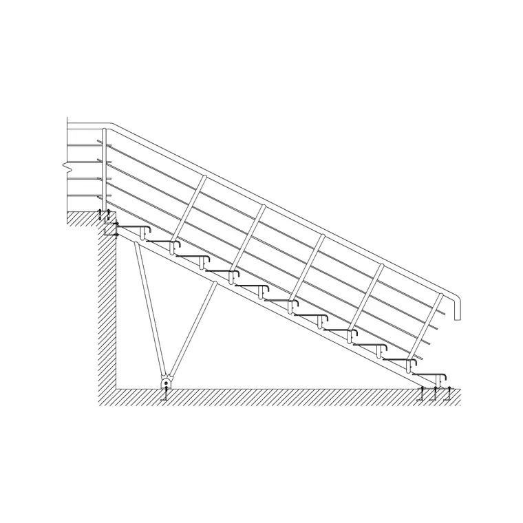 Metal Staircase Side Elevation 8 DWG CAD block thumbnail — stairs drawing