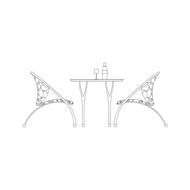 Metal Table With Chair DWG CAD block thumbnail — furniture drawing