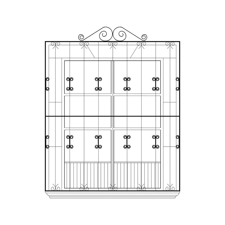Modern Iron Gate DWG CAD block thumbnail — outdoor drawing