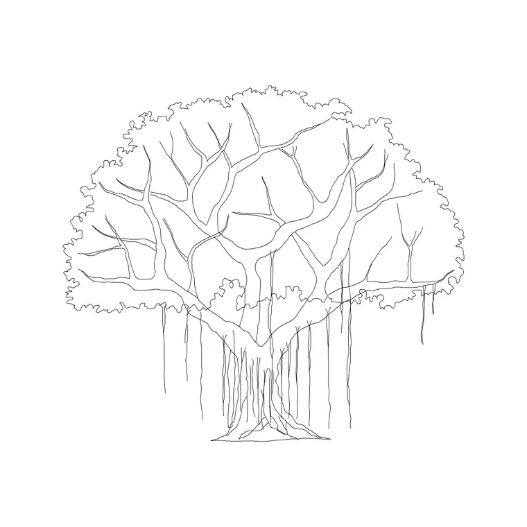 Nayagrodha DWG CAD block thumbnail — trees & plants drawing