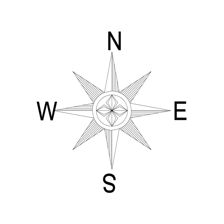 North Mark Arrow Star Style DWG CAD block thumbnail — building symbols drawing