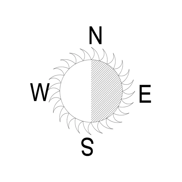 North Mark Arrow Sun Style DWG CAD block thumbnail — building symbols drawing
