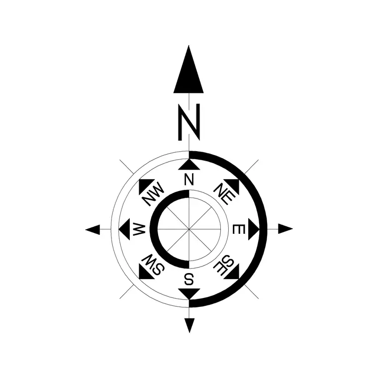 North Mark Dial DWG CAD block thumbnail — building symbols drawing