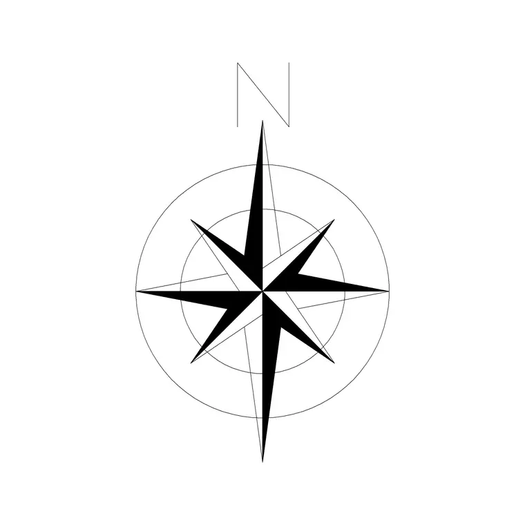 North Mark Sign Dial DWG CAD block thumbnail — building symbols drawing