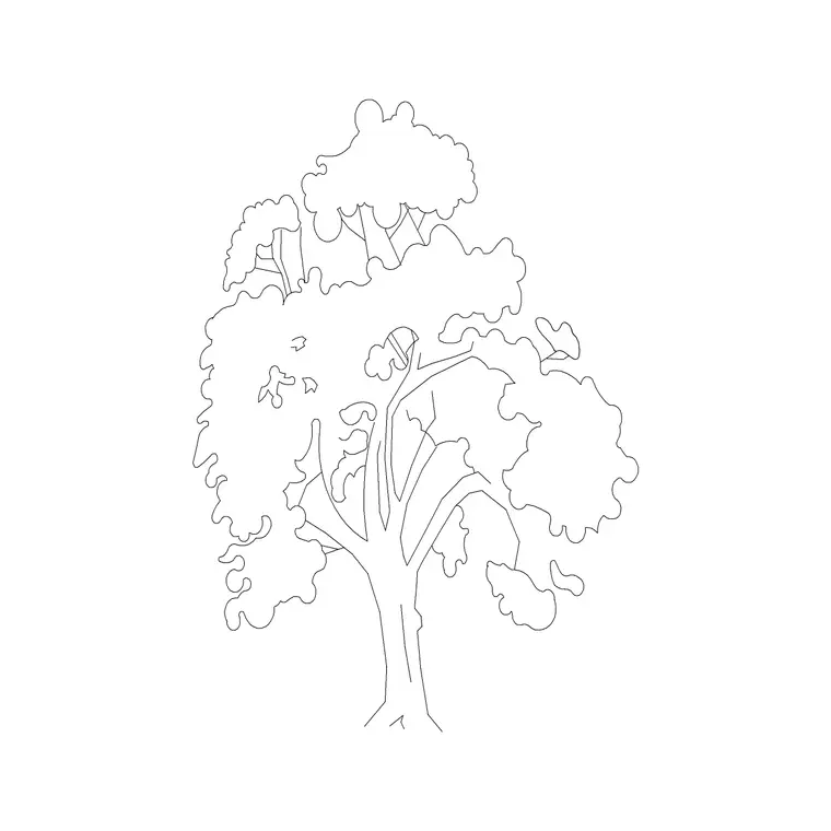 Oak Tree Ele (1) DWG CAD block thumbnail — trees & plants drawing