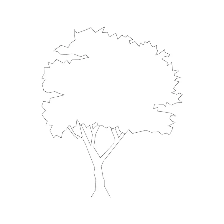 Oak Tree Ele (6) DWG CAD block thumbnail — trees & plants drawing