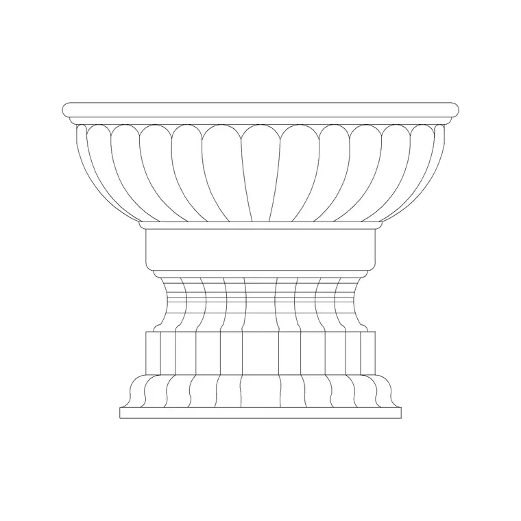 Outdoor Cement Pot 2 DWG CAD block thumbnail — trees & plants drawing