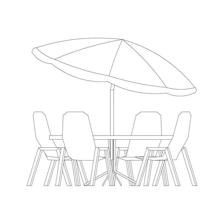 Outdoor Table And Chair 4P Ele DWG CAD block thumbnail — outdoor drawing