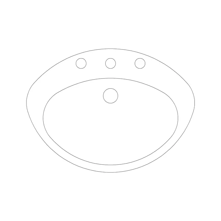 Oval Wash Basin 4 DWG CAD block thumbnail — bathroom drawing