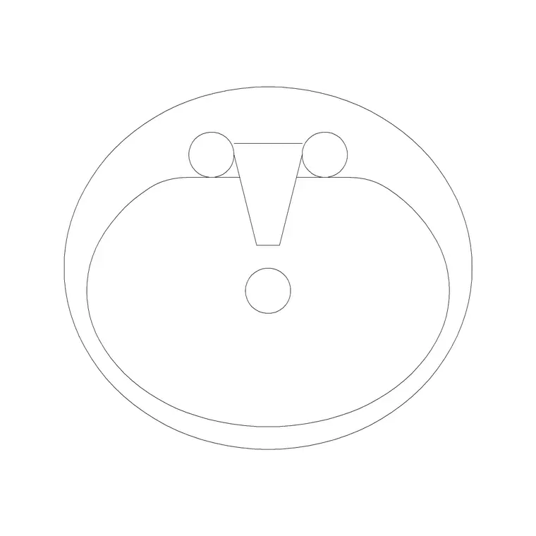 Oval Wash Basin 9 DWG CAD block thumbnail — bathroom drawing