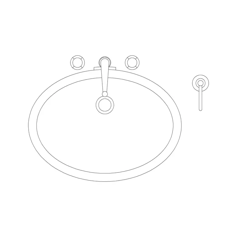 Oval Wash Basin DWG CAD block thumbnail — bathroom drawing