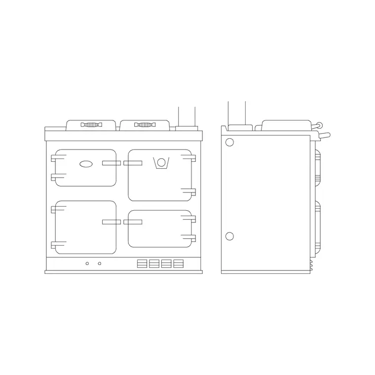 Oven Side Elevation DWG CAD block thumbnail — kitchen drawing