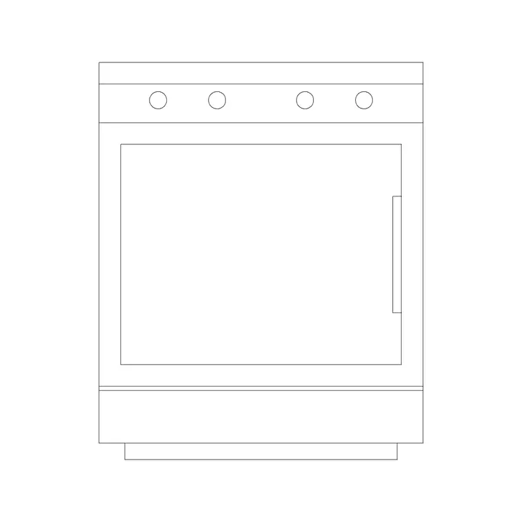 Oven With Stove DWG CAD block thumbnail — kitchen drawing