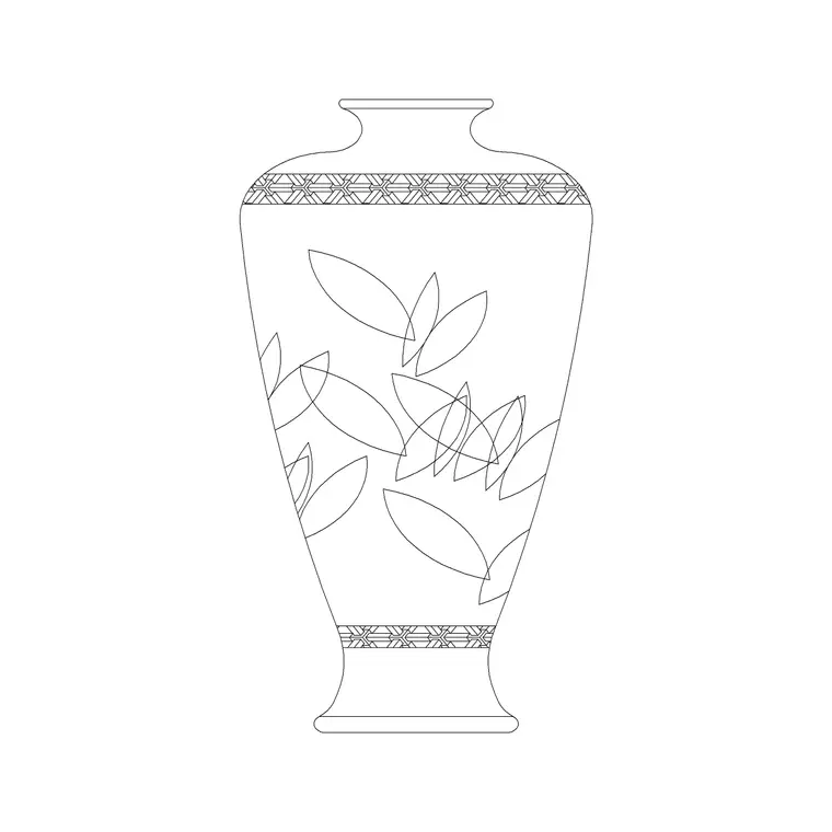 Painted Vase 2 DWG CAD block thumbnail — trees & plants drawing