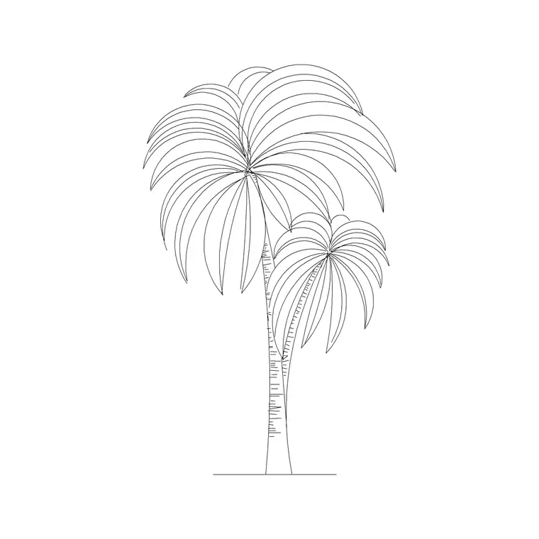Palm Elevation 1 DWG CAD block thumbnail — trees & plants drawing