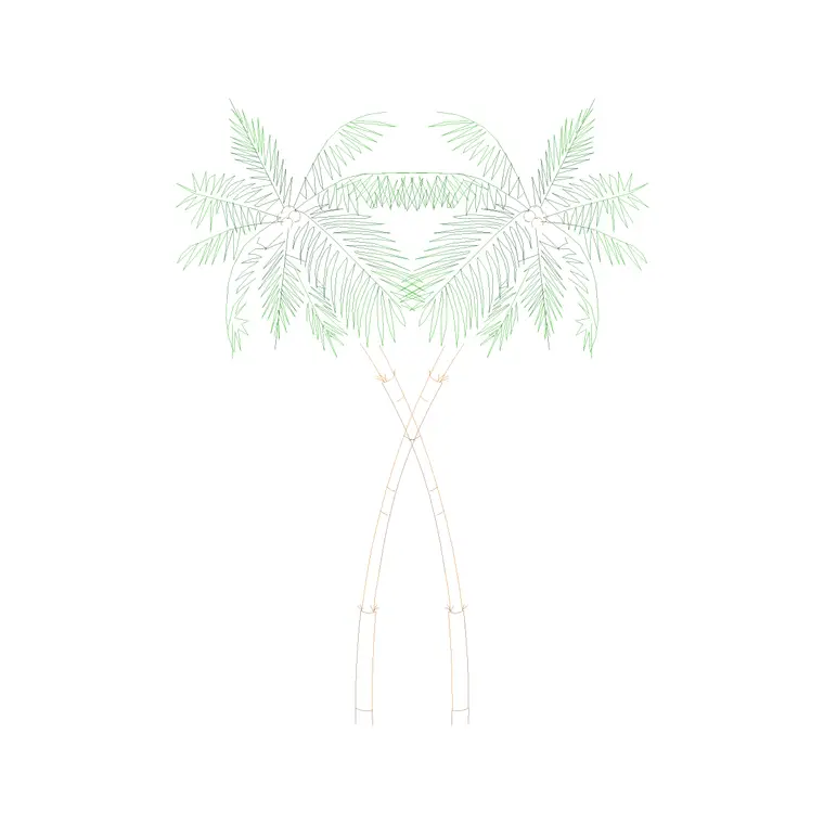 Palm Tree Front Ele (10) DWG CAD block thumbnail — trees & plants drawing