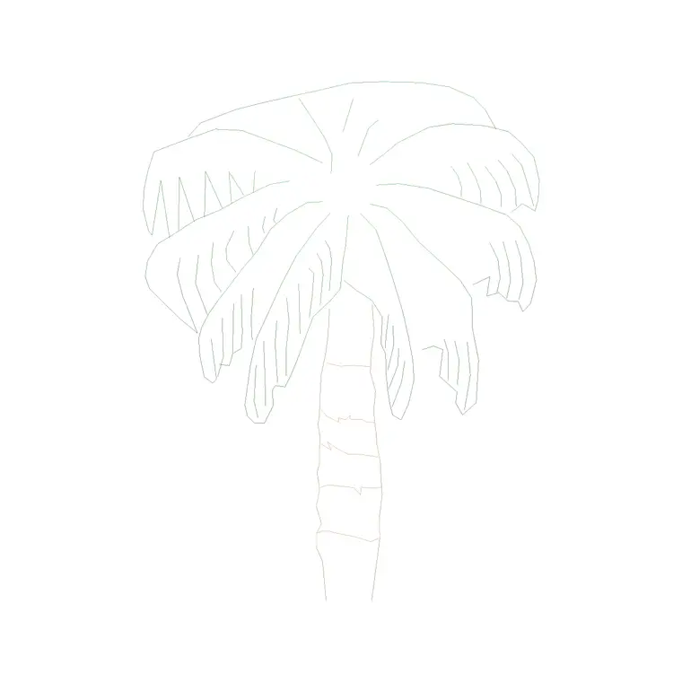 Palm Tree Front Ele (3) DWG CAD block thumbnail — trees & plants drawing