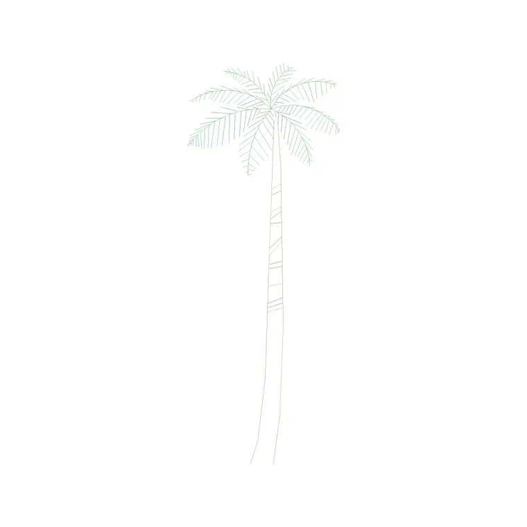 Palm Tree Front Ele (8) DWG CAD block thumbnail — trees & plants drawing