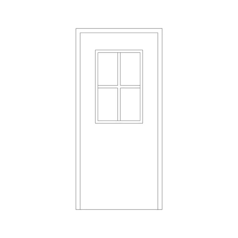 Panel Door With French Panel DWG CAD block thumbnail — doors drawing