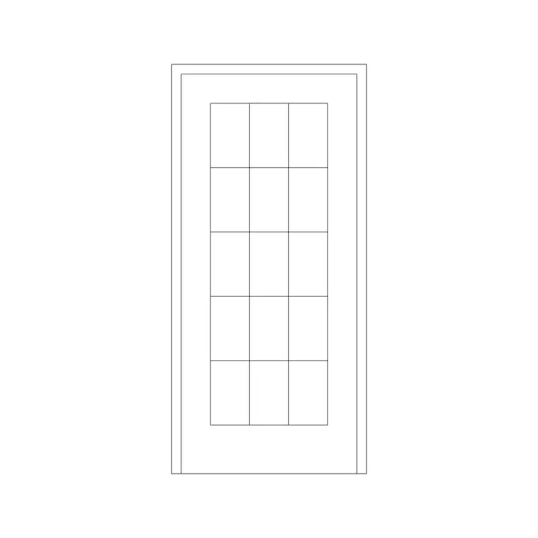 Panel Door With Glass Pael DWG CAD block thumbnail — doors drawing