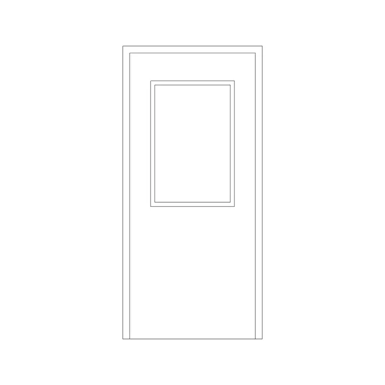 Panel Door With Square Vision Panel DWG CAD block thumbnail — doors drawing
