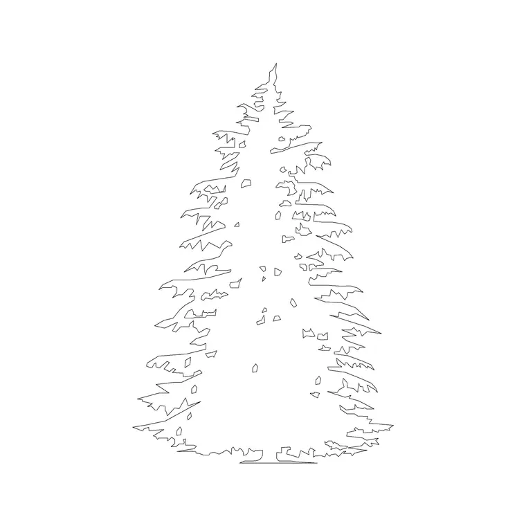 Pine Tree Ele (1) DWG CAD block thumbnail — trees & plants drawing