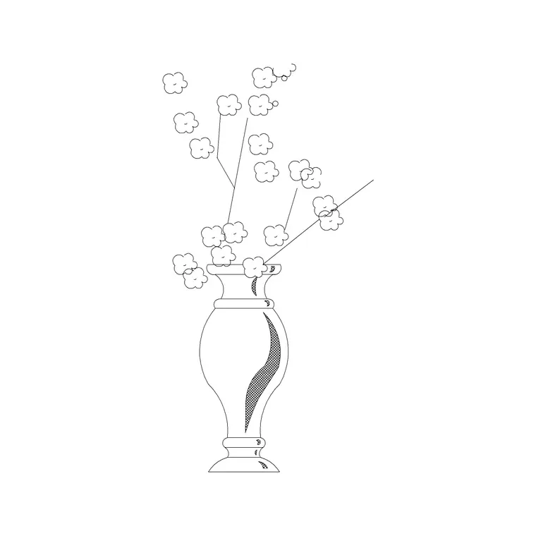 Planter With Flowers DWG CAD block thumbnail — accessories drawing