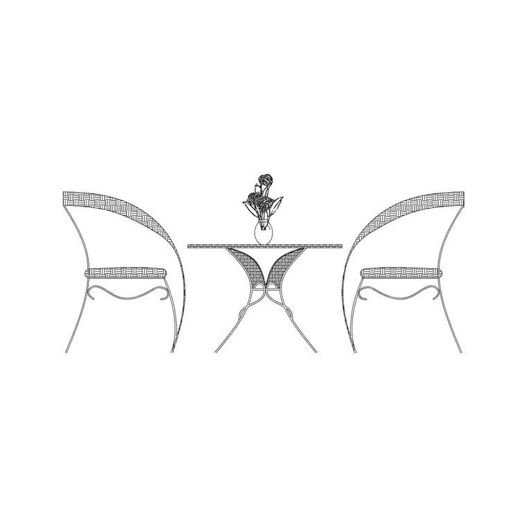 Plastic Table Chair Set Elevation DWG CAD block thumbnail — furniture drawing