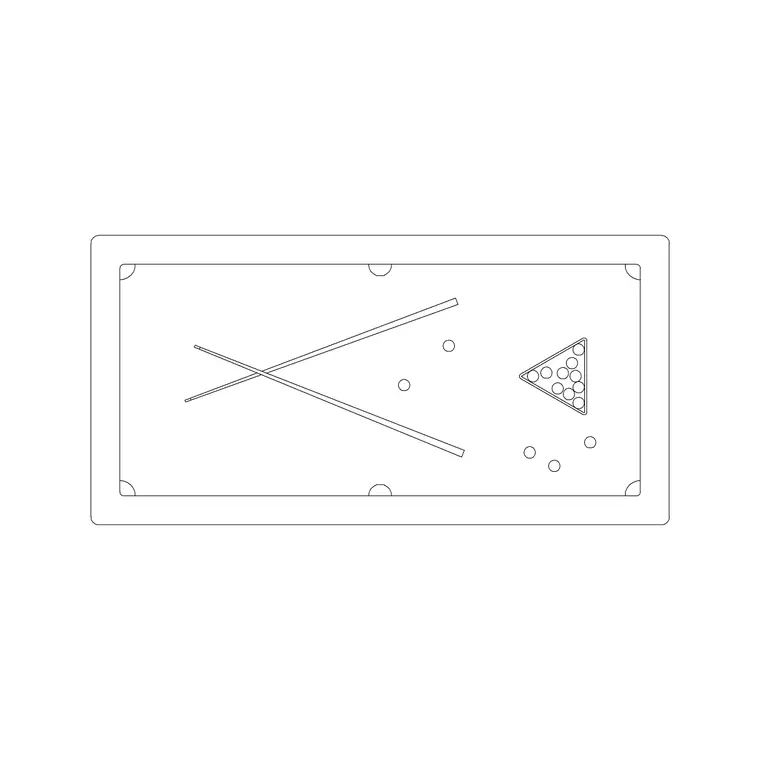 Pool Table 2 DWG CAD block thumbnail — fitness & sports drawing