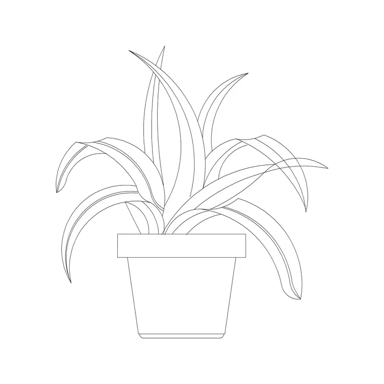 Pot With Plants 1 DWG CAD block thumbnail — trees & plants drawing