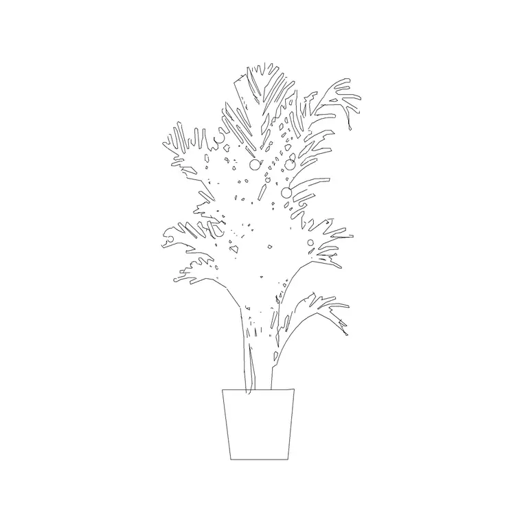 Pot With Plants DWG CAD block thumbnail — trees & plants drawing