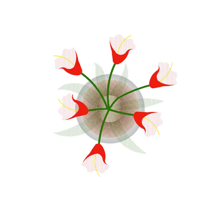 Potted Plan With Flower DWG CAD block thumbnail — trees & plants drawing