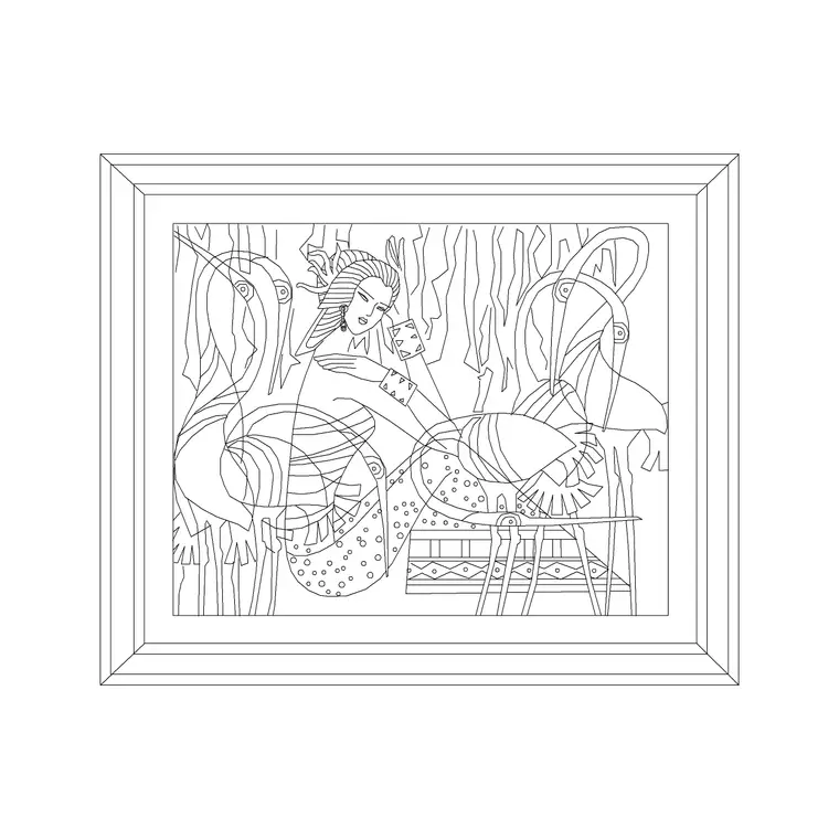 Random Art Frame DWG CAD block thumbnail — accessories drawing