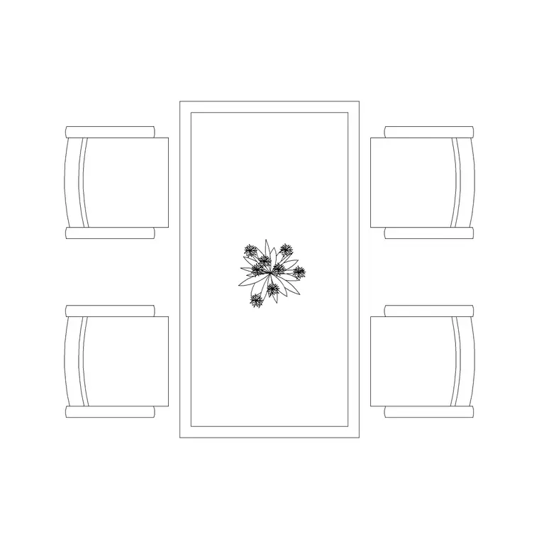 Rec 4P Dining Table DWG CAD block thumbnail — furniture drawing