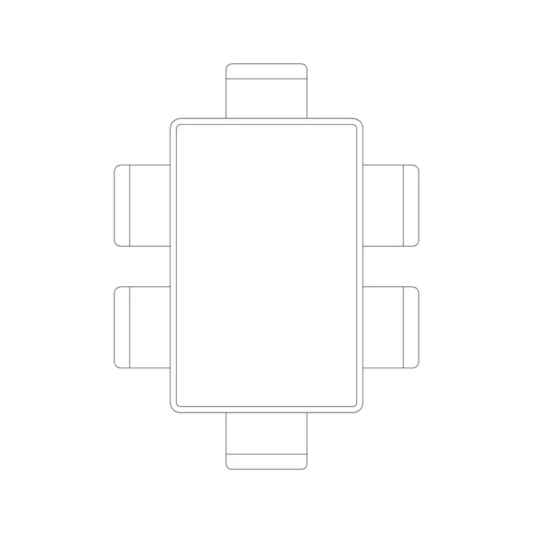 Rec 6P Dining Table (3) DWG CAD block thumbnail — furniture drawing