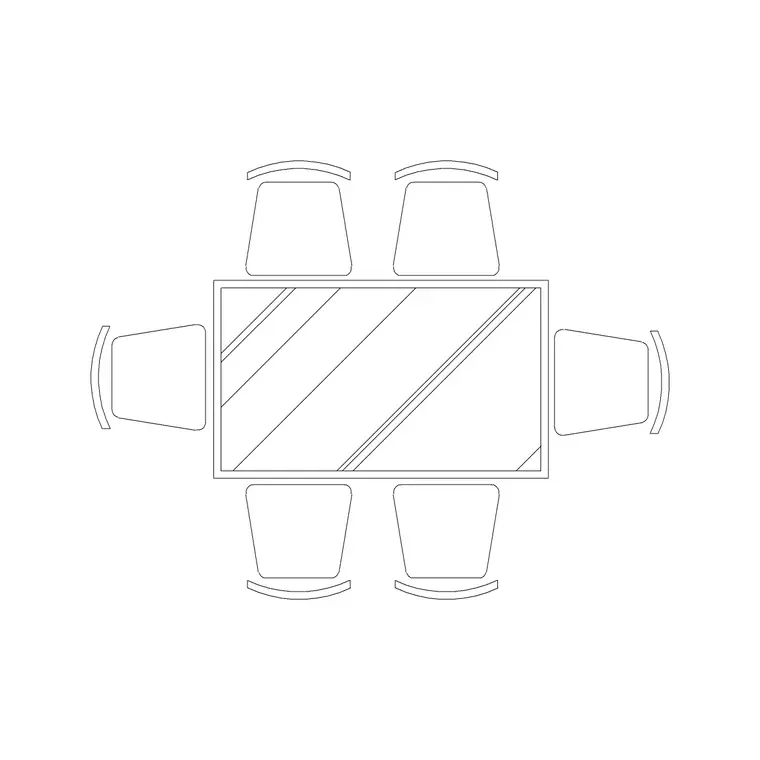 Rec 6P Dining Table DWG CAD block thumbnail — furniture drawing