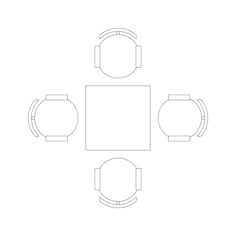 Rec Dining Table DWG CAD block thumbnail — furniture drawing