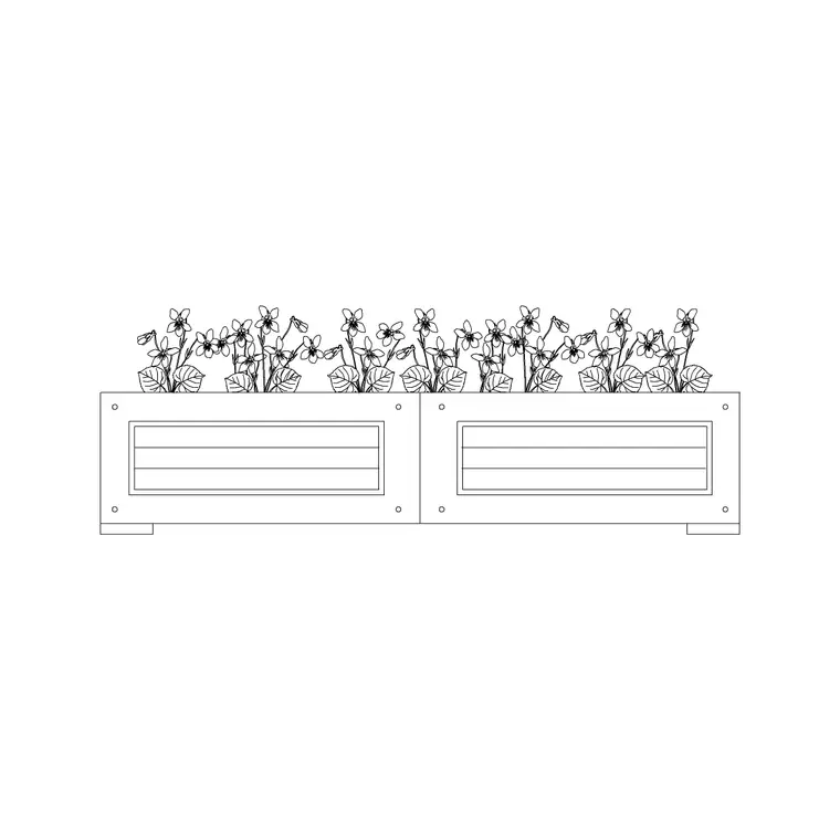 Rec Flower Bed DWG CAD block thumbnail — outdoor drawing