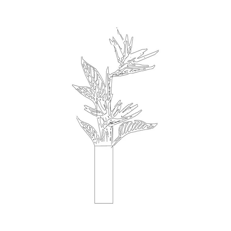 Rec Vase With Plants DWG CAD block thumbnail — accessories drawing