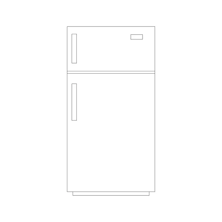 Refrigerator Double Door 750mm DWG CAD block thumbnail — kitchen drawing
