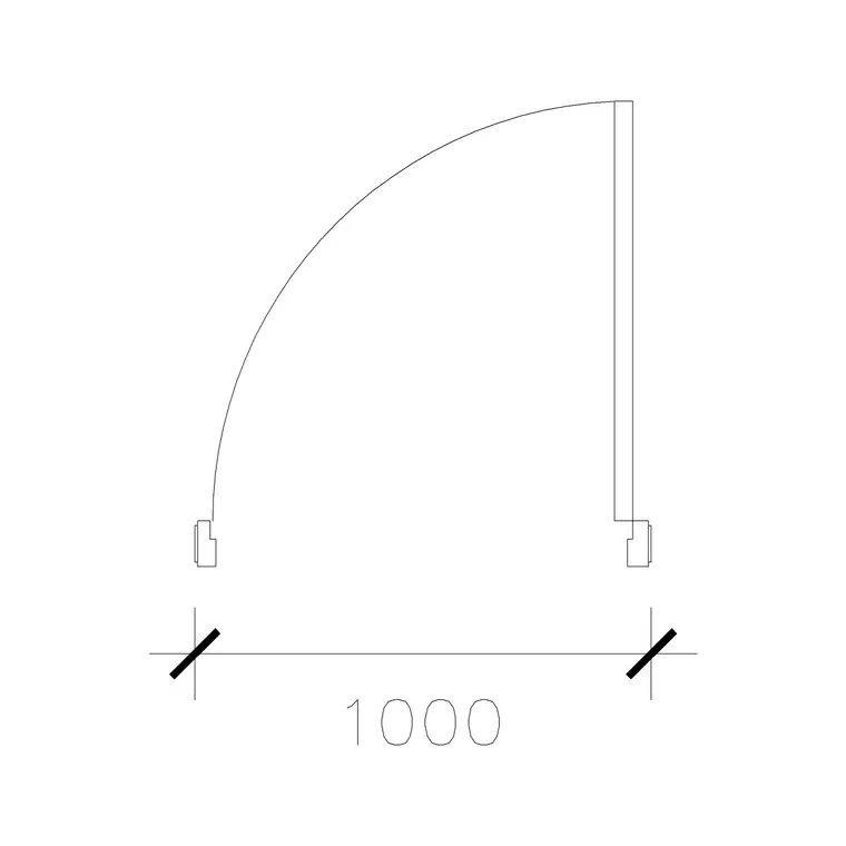 Right Hand 1000 Mm Wide Door DWG CAD block thumbnail — doors drawing