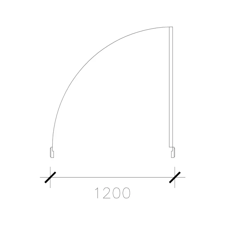 Right Hand 1200 Mm Wide Door DWG CAD block thumbnail — doors drawing