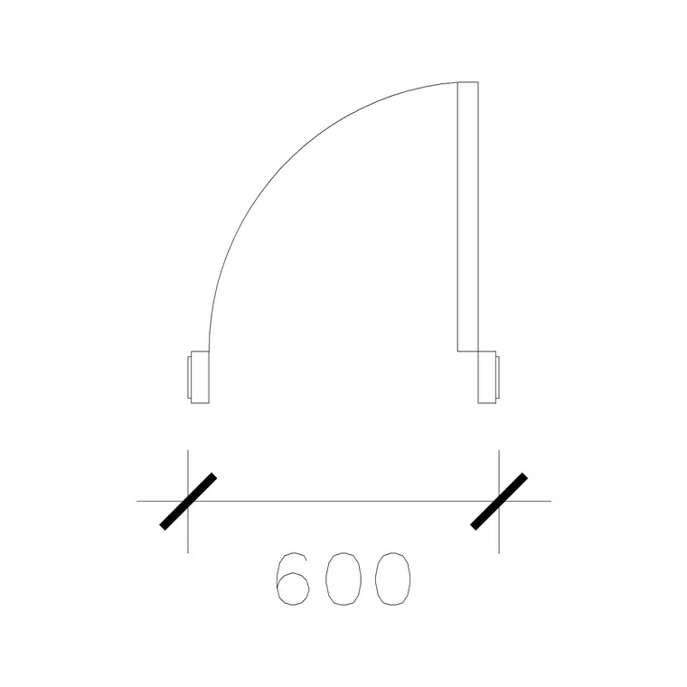 Right Hand 600 Mm Laminated Wide Door 1 DWG CAD block thumbnail — doors drawing