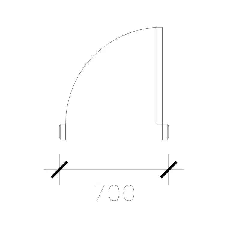 Right Hand 700 Mm Wide Door DWG CAD block thumbnail — doors drawing